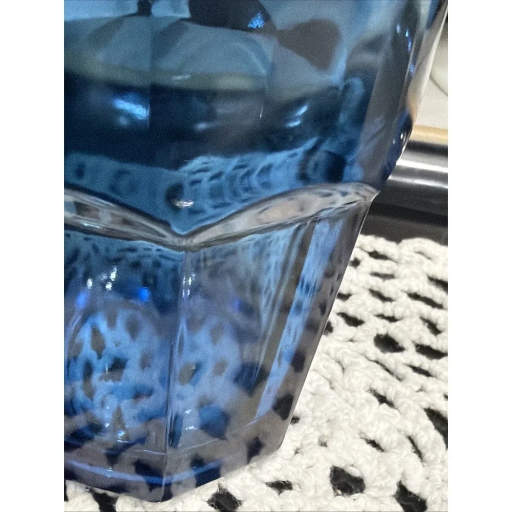 VTG Libby Crissa Boston Cobalt Blue 8 Panel Drinking Glasses‎ 12 Oz 5.25